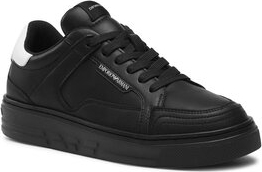 Czarne buty sportowe Emporio Armani z płaską podeszwą sznurowane