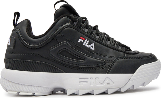 Czarne buty sportowe Fila na platformie sznurowane w sportowym stylu