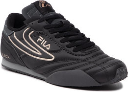 Czarne buty sportowe Fila z płaską podeszwą sznurowane w sportowym stylu