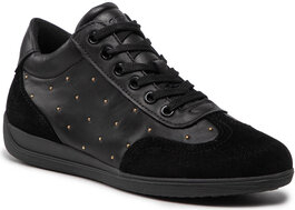 Czarne buty sportowe Geox w sportowym stylu z płaską podeszwą