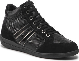 Czarne buty sportowe Geox z płaską podeszwą