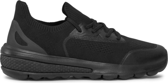 Czarne buty sportowe Geox z płaską podeszwą sznurowane