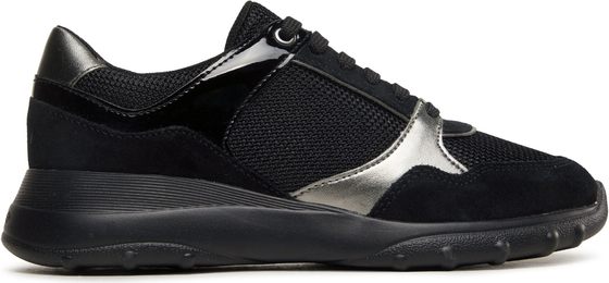 Czarne buty sportowe Geox z płaską podeszwą sznurowane w sportowym stylu