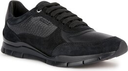 Czarne buty sportowe Geox z płaską podeszwą w sportowym stylu