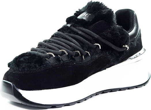 Czarne buty sportowe Goe na platformie sznurowane