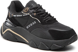 Czarne buty sportowe Guess na platformie w sportowym stylu sznurowane