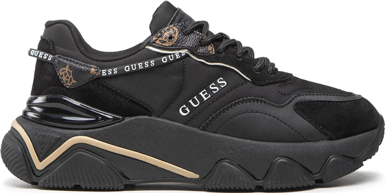 Czarne buty sportowe Guess w sportowym stylu sznurowane na platformie