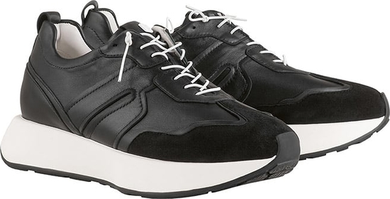 Czarne buty sportowe Hogl w sportowym stylu z tkaniny sznurowane