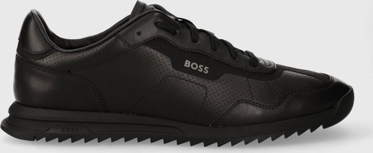Czarne buty sportowe Hugo Boss sznurowane w sportowym stylu