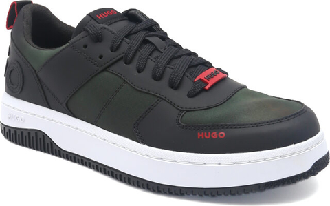 Czarne buty sportowe Hugo Boss w sportowym stylu sznurowane z tkaniny