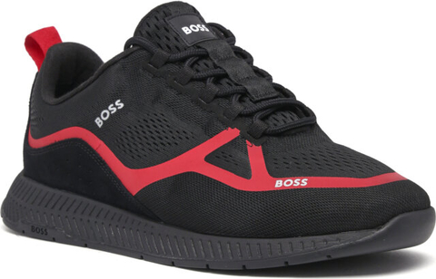 Czarne buty sportowe Hugo Boss ze skóry w sportowym stylu