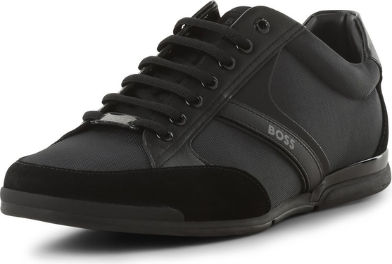 Czarne buty sportowe Hugo Boss ze skóry w sportowym stylu sznurowane