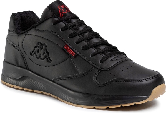 Czarne buty sportowe Kappa sznurowane ze skóry ekologicznej