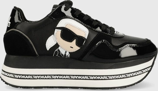 Czarne buty sportowe Karl Lagerfeld na platformie sznurowane
