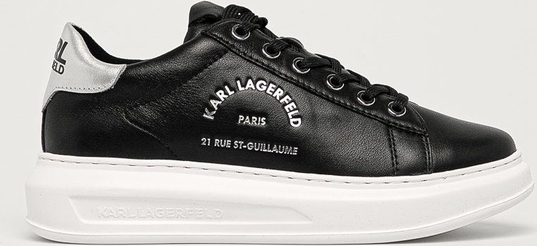 Czarne buty sportowe Karl Lagerfeld sznurowane ze skóry na platformie