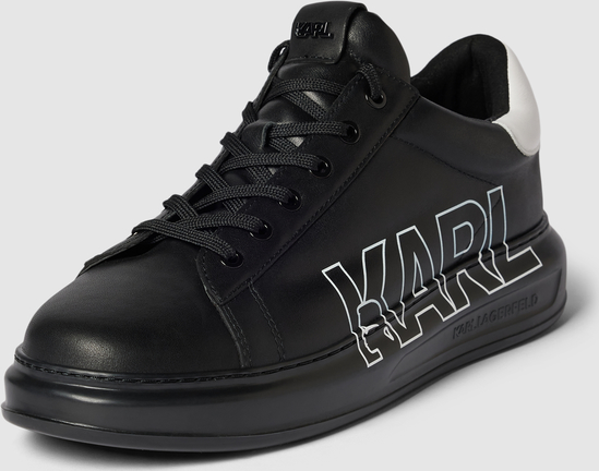 Czarne buty sportowe Karl Lagerfeld ze skóry sznurowane w sportowym stylu