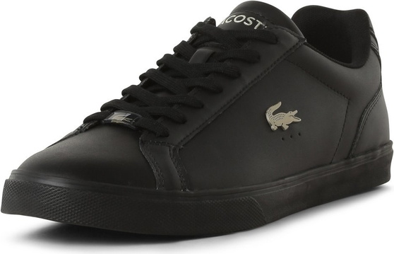 Czarne buty sportowe Lacoste sznurowane w sportowym stylu ze skóry