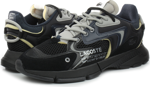 Czarne buty sportowe Lacoste w sportowym stylu sznurowane