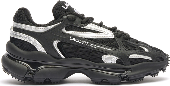 Czarne buty sportowe Lacoste w sportowym stylu z płaską podeszwą