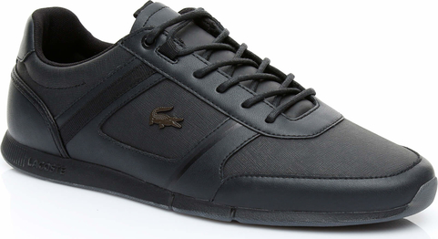 Czarne buty sportowe Lacoste ze skóry sznurowane