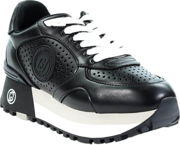 Czarne buty sportowe Liu-Jo na platformie sznurowane w sportowym stylu