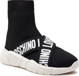 Czarne buty sportowe Love Moschino na platformie z nadrukiem w sportowym stylu