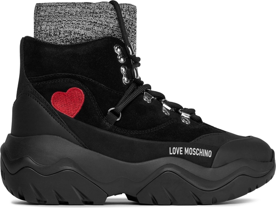 Czarne buty sportowe Love Moschino sznurowane na platformie w sportowym stylu