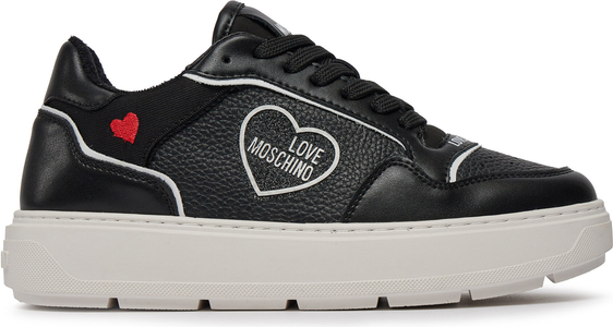 Czarne buty sportowe Love Moschino w sportowym stylu na platformie sznurowane