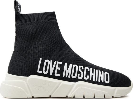 Czarne buty sportowe Love Moschino w sportowym stylu z nadrukiem na platformie