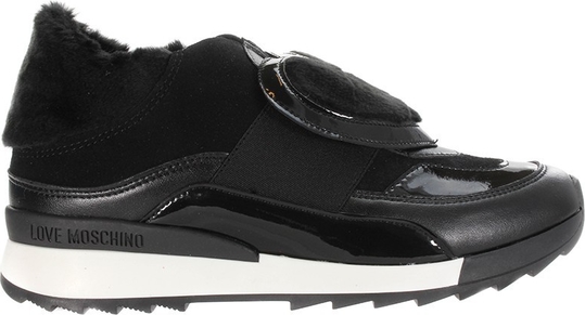 Czarne buty sportowe love moschino z płaską podeszwą bez wzorów