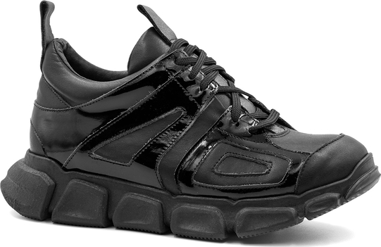Czarne buty sportowe Nescior w sportowym stylu sznurowane