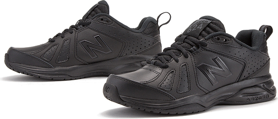 Czarne buty sportowe New Balance ze skóry sznurowane z płaską podeszwą