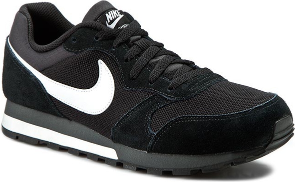 Czarne buty sportowe Nike md runner sznurowane z płaską podeszwą