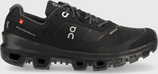 Czarne buty sportowe On-running sznurowane w sportowym stylu z płaską podeszwą