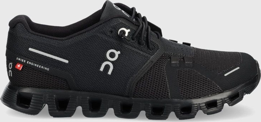 Czarne buty sportowe On-running w sportowym stylu z płaską podeszwą sznurowane