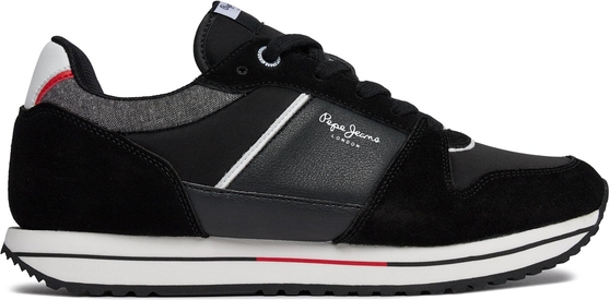 Czarne buty sportowe Pepe Jeans w sportowym stylu sznurowane