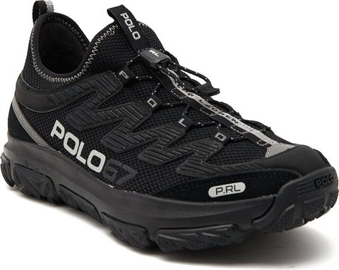 Czarne buty sportowe POLO RALPH LAUREN sznurowane w sportowym stylu ze skóry