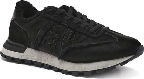 Czarne buty sportowe Premiata w sportowym stylu z płaską podeszwą sznurowane
