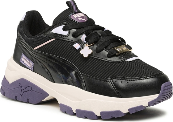 Czarne buty sportowe Puma sznurowane w sportowym stylu na platformie