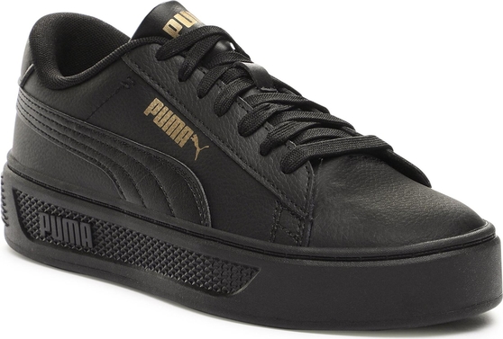 Czarne buty sportowe Puma sznurowane w sportowym stylu z płaską podeszwą