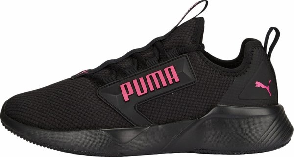 Czarne buty sportowe Puma w sportowym stylu sznurowane z płaską podeszwą