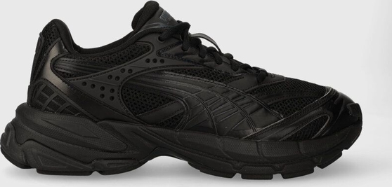Czarne buty sportowe Puma w sportowym stylu z płaską podeszwą sznurowane