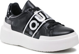 Czarne buty sportowe Quazi na platformie w sportowym stylu sznurowane