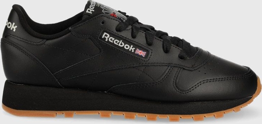 Czarne buty sportowe Reebok Classic z płaską podeszwą w sportowym stylu sznurowane