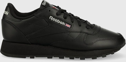 Czarne buty sportowe Reebok Classic z płaską podeszwą ze skóry w sportowym stylu