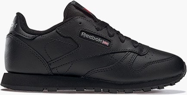Czarne buty sportowe Reebok Classic ze skóry w sportowym stylu sznurowane