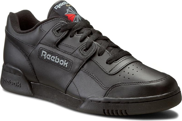 Czarne buty sportowe Reebok ze skóry w sportowym stylu sznurowane