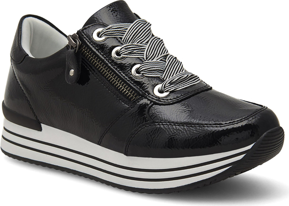 Czarne buty sportowe Remonte na platformie