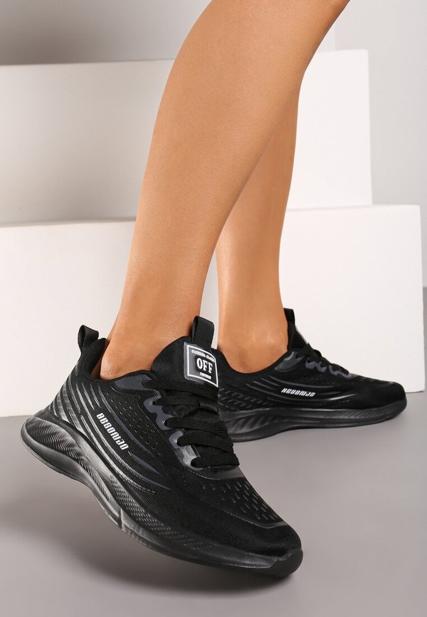Czarne buty sportowe Renee sznurowane z płaską podeszwą