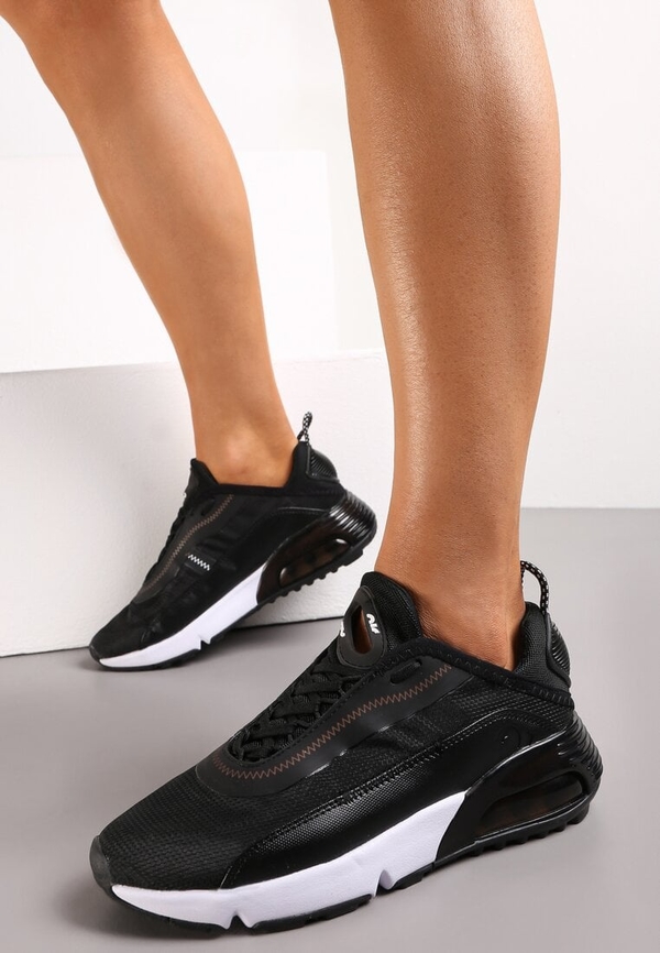 Czarne buty sportowe Renee sznurowane z płaską podeszwą